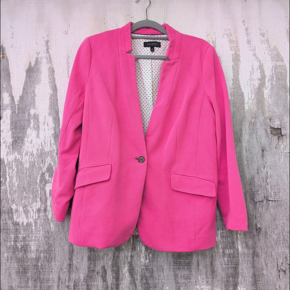 Talbots Structured Preppy Academia Blazer Hot Pink Women's 14
